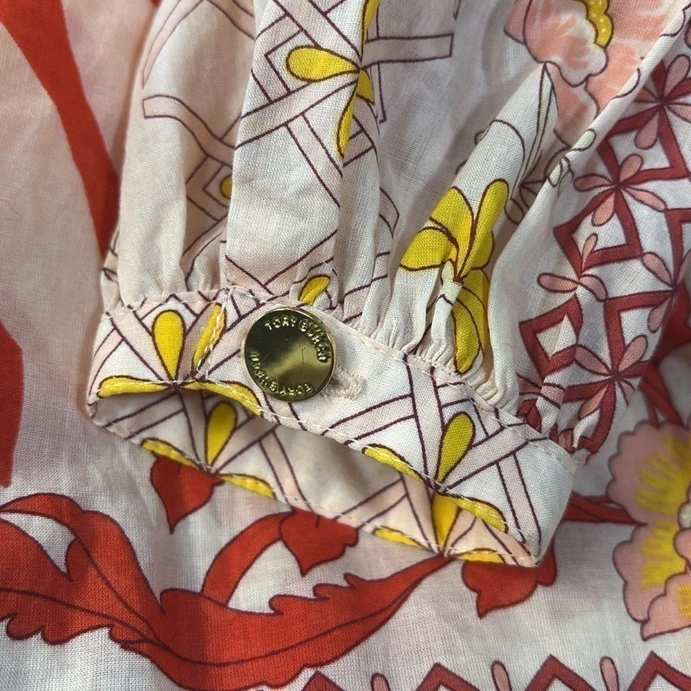 Tory Burch Sun and flowers Lisa Giverny print cotton tunic boho shirt size 2